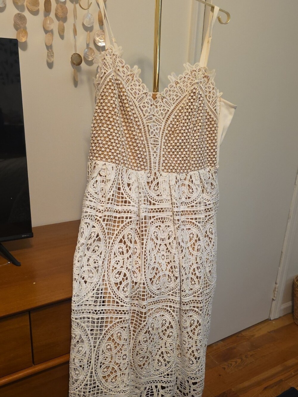 City Chic Cream and White Crochet Midi Dress